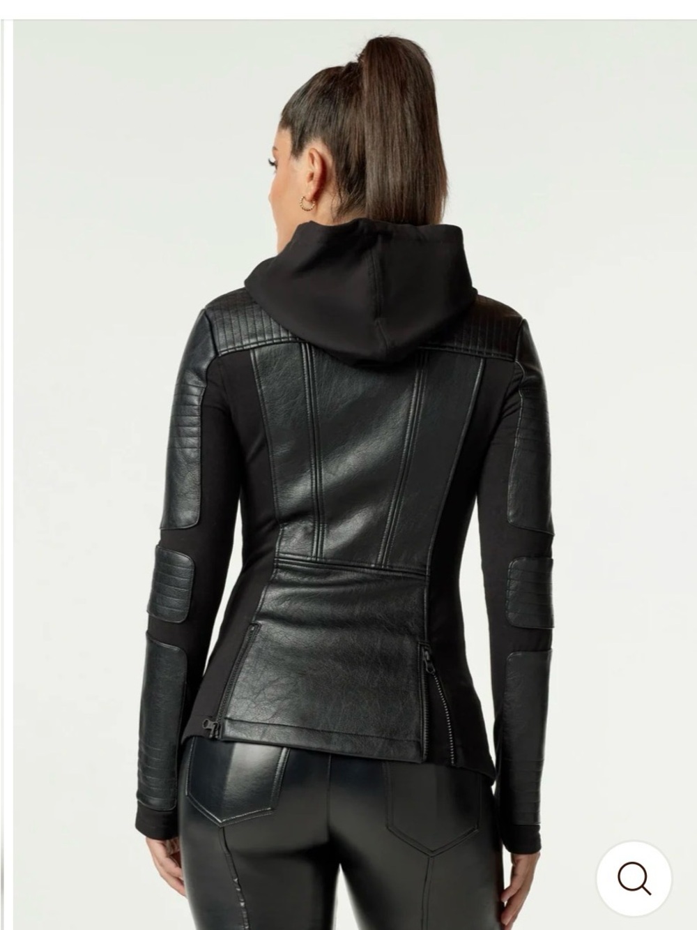 Blanc Noir hooded Moto jacket - Picture 3 of 8